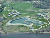 Aerial view of the Warren, Maine lagoon system. Photo courtesy of Woodard and Curran.